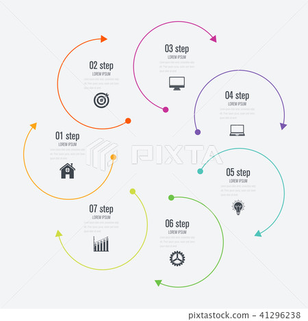Infographics template 7 options with circle 41296238
