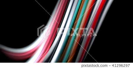 Multicolored wave lines on black background design 41296297