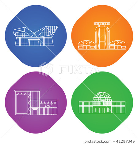 shopping center linear icons 41297349