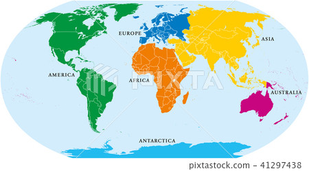 Six continents world, political map 41297438