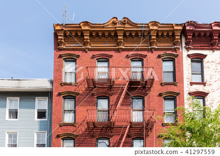 A fire escape of an apartment building in New York city 41297559