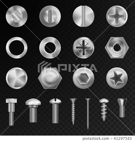 Screw vector steel bolts nuts and metal rivet screwing chrome head bolts construction elements 41297583