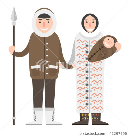 Alaska people couple flat style vector america travel national characters geographic outdoor 41297596