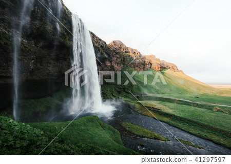 Sunrise on Seljalandfoss waterfall 41297597