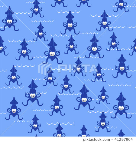 European Squid Silhouette Seamless Pattern. European Squid Silhouette Seamless Pattern. 41297904