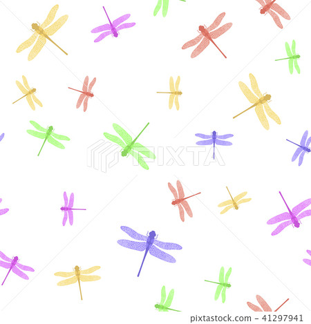 Colorful Stilized Dragonfly Seamless Pattern  41297941