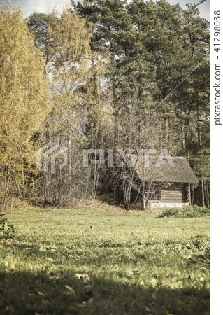 Old wooden vintage rural abandoned house, country yard on the fringe of the forest of the Old wooden vintage rural abandoned house, country yard on the fringe of the forest of the 41298038