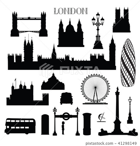 London city icon set. England landmark silhouette 41298149