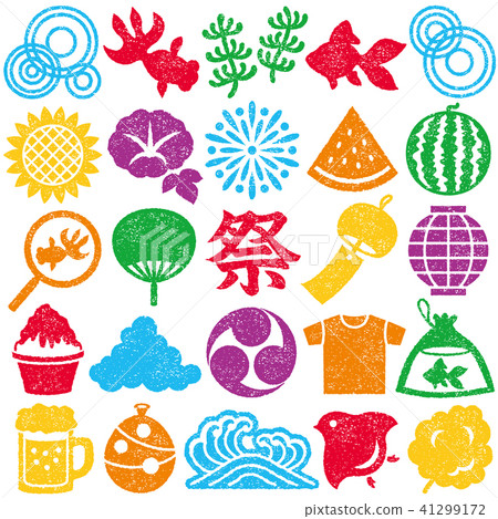 夏季夏季節郵票在日本夏季節日豐富多彩 41299172