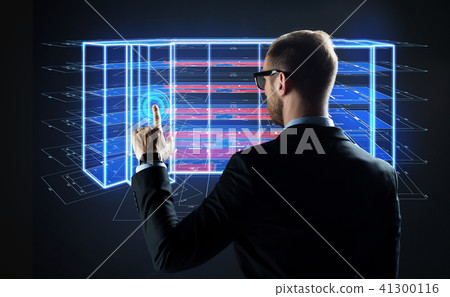 businessman with virtual construction project businessman with virtual construction project 41300116