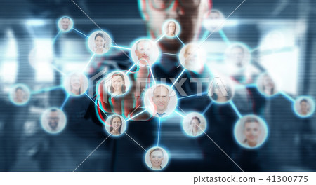 businessman working with network contacts icons 41300775