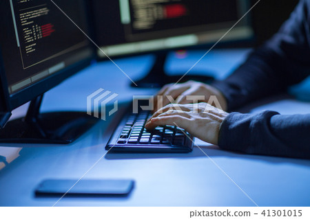hacker using computer virus for cyber attack 41301015