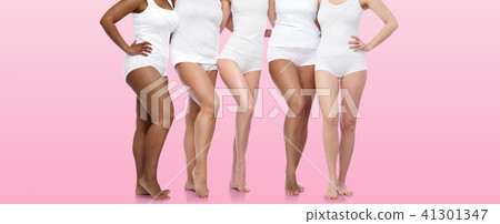 group of happy diverse women in white underwear group of happy diverse women in white underwear 41301347