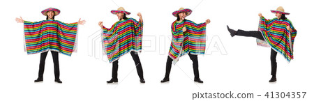 Handsome man in vivid poncho isolated on white Handsome man in vivid poncho isolated on white 41304357