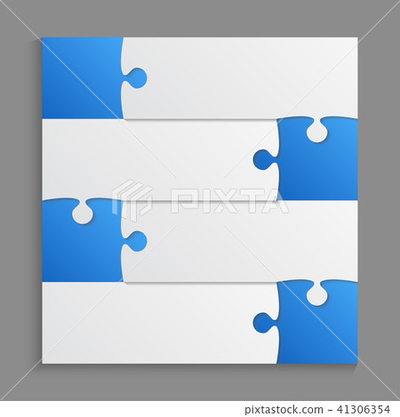 Four Blue Piece Puzzle Infographic. 4 Step Puzzle. 41306354