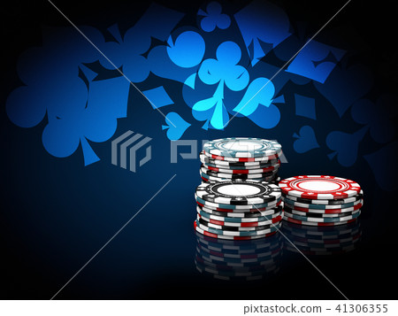 Casino chips stacks. 3d Illustration on blue background Casino chips stacks. 3d Illustration on blue background 41306355