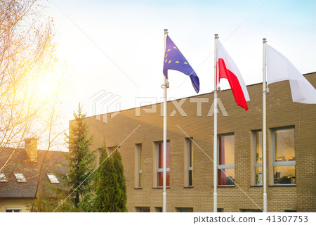 Flag of the European Union of Poland and white Flag of the European Union of Poland and white 41307753