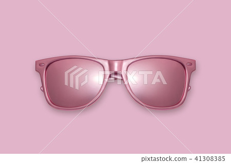 Golden sun glasses on a pink background. Creative concept, contemporary art. 41308385
