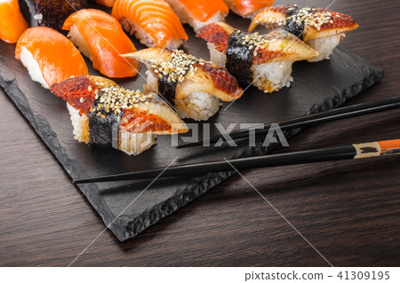 japanese cuisine, sushi set on a board 41309195