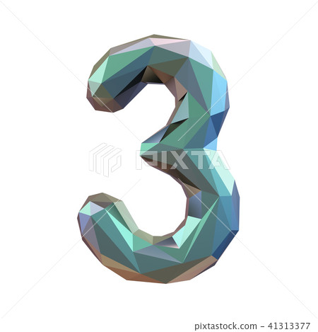 Number 3 three in low poly style isolated on white background. 3d 41313377