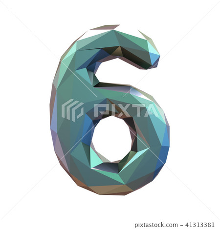Number 6 six in low poly style isolated on white background. 3d Number 6 six in low poly style isolated on white background. 3d 41313381