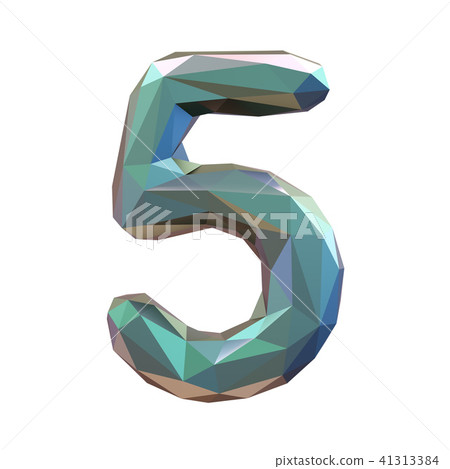 Number 5 five in low poly style isolated on white background. 3d Number 5 five in low poly style isolated on white background. 3d 41313384