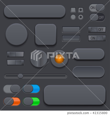 Black interface buttons. 3d set of icons 41315800