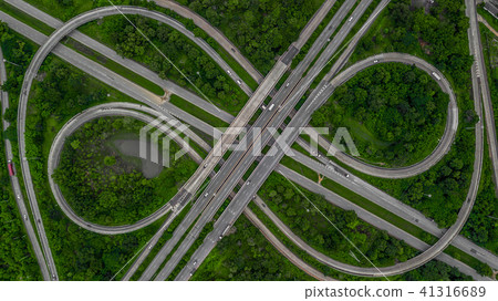 Top view over the highway, express way, interchang Top view over the highway, express way, interchang 41316689