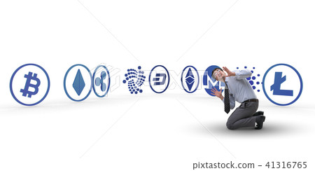 Concept of various cryptocurrencies and businessman 41316765