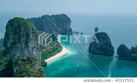 Railay beach in Krabi, Aerial view of Railay beach Railay beach in Krabi, Aerial view of Railay beach 41317551
