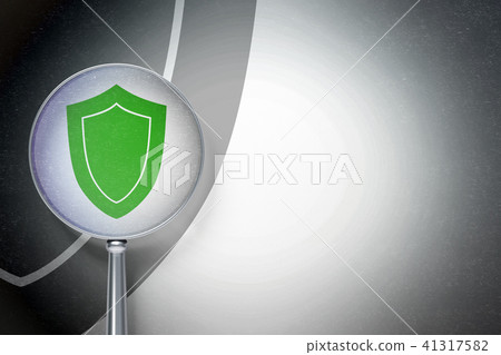 Privacy concept:  Shield with optical glass on digital background 41317582