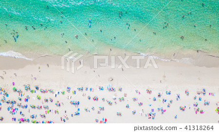 People bathing in the sun, swimming on the beach 41318264