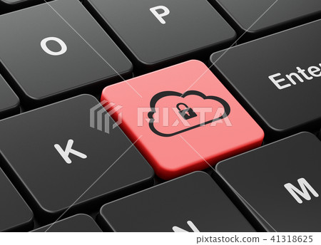 Cloud computing concept: Cloud With Padlock on computer keyboard background 41318625