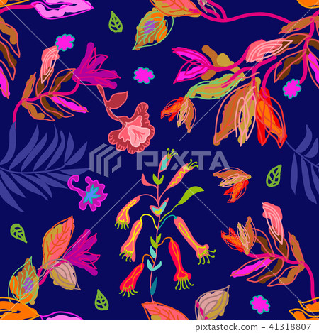 Sketchy print with abstract flowers. 41318807