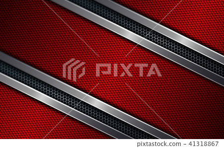 Geometric red design with metal grille and red textured frame with shiny edging. 41318867