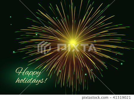 Golden green radiant fireworks background Golden green radiant fireworks background 41319021