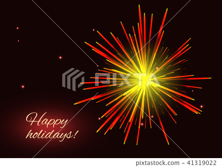 Radiant red yellow fireworks greeting background 41319022