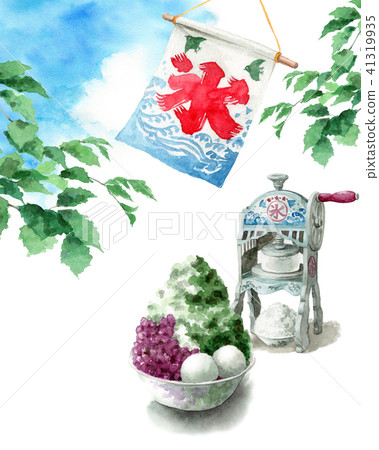 與水彩和冰爬行物和藍天的震動的冰 與水彩和冰爬行物和藍天的震動的冰 41319935