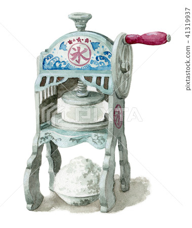 Retro hand-cranked ice machine with watercolor 41319937