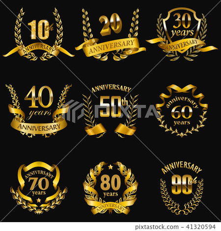 Set of gold anniversary badges 41320594