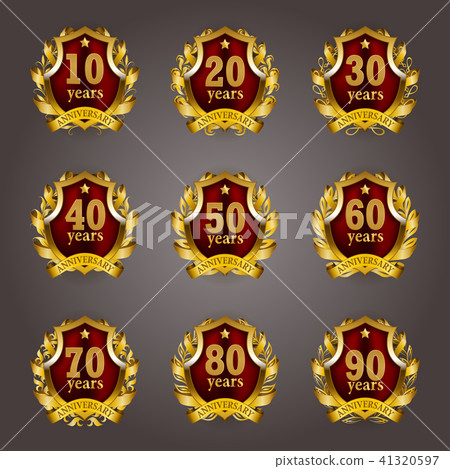 Set of gold anniversary badges 41320597