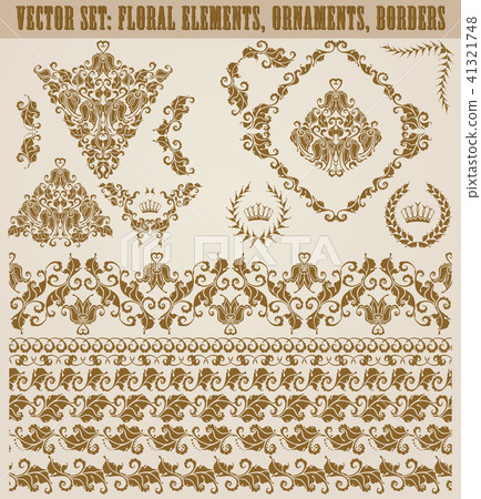 Set of vector damask ornaments. Set of vector damask ornaments. 41321748