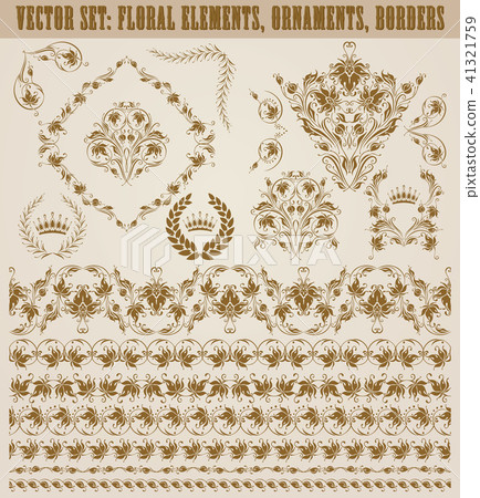 Set of vector damask ornaments. Set of vector damask ornaments. 41321759