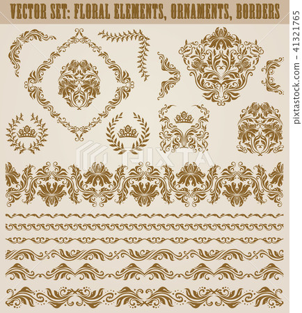 Set of vector damask ornaments. Set of vector damask ornaments. 41321765