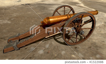 Medieval cannon isolated on beatiful background. 3D rendering Medieval cannon isolated on beatiful background. 3D rendering 41322086