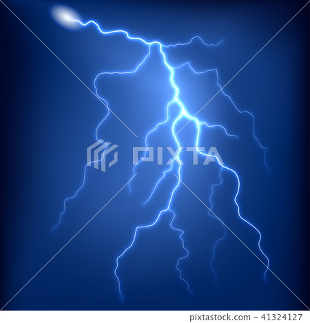 lightning strike in night storm sky - Stock Illustration [41324127] - PIXTA
