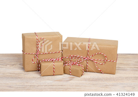 Gift box wrapped in recycled paper Gift box wrapped in recycled paper 41324149