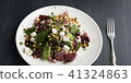 Beetroot salad with cottage cheese and walnuts. 41324863