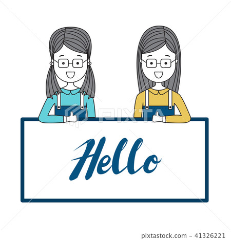 Character design cute girl with word Hello. 41326221