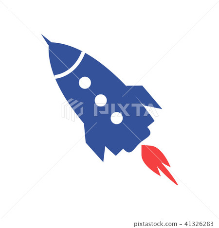 Blue Rocket Icon Isolated Illustration on White Blue Rocket Icon Isolated Illustration on White 41326283
